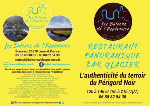 menu les balcons de l'esperance reouverture