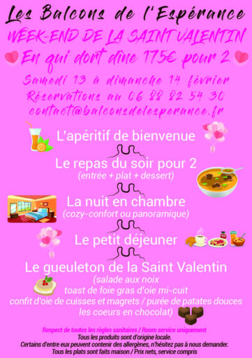 week-end saint valentin Balcons de l'Espérance
